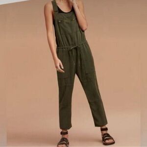 Khaki Green Loose Overalls